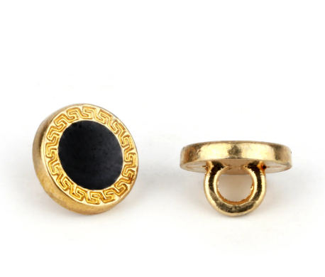 Black & Gold Metal Shank Button – Luxury Decorative Fashion Button