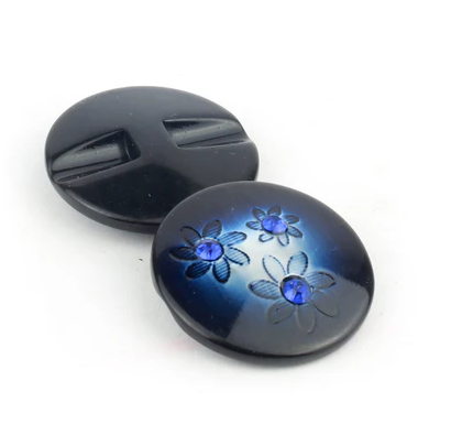 Navy Blue & Gold Decorative Metal Shank Button – Premium Button